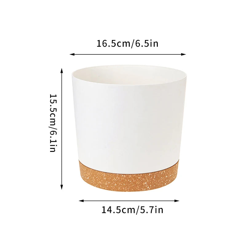 grand pot circulaire en plastique pour plantes d'intérieur avec drainage et plateau