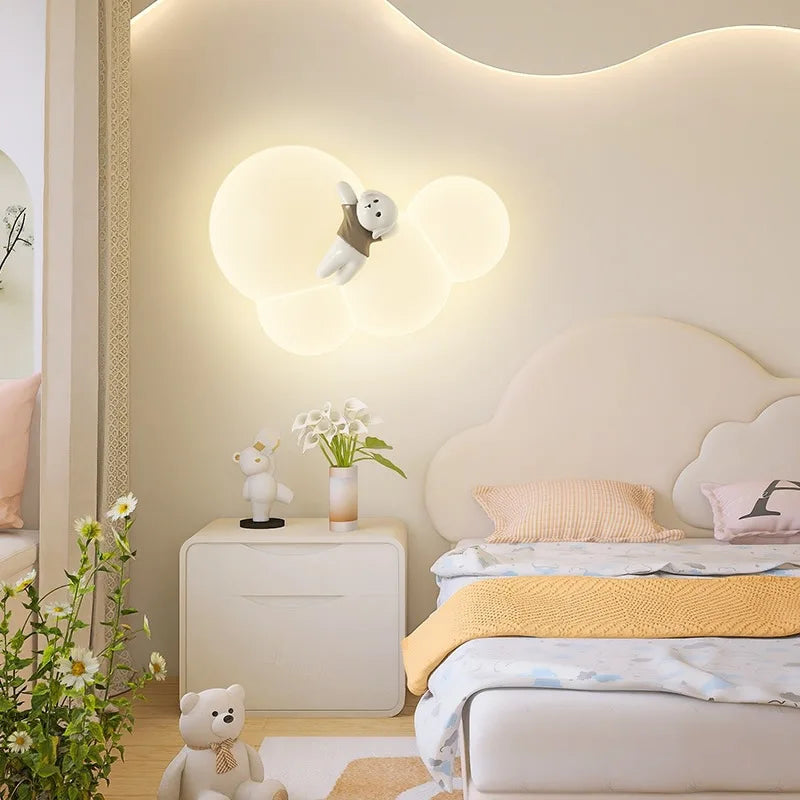 applique murale nuage ourson et chien veilleuse décorative enfant