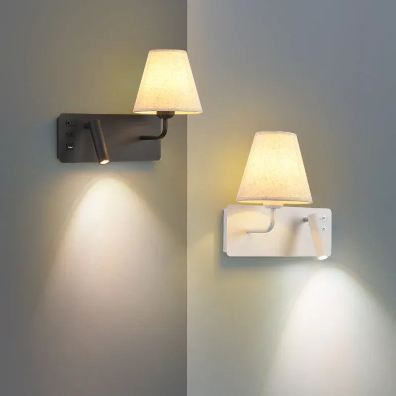 applique murale led nordique moderne avec interrupteur usb pour hôtel
