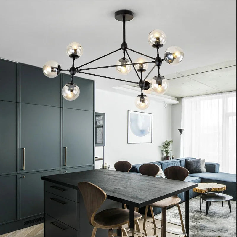 lustre style industriel rétro boule de haricot en verre led créative