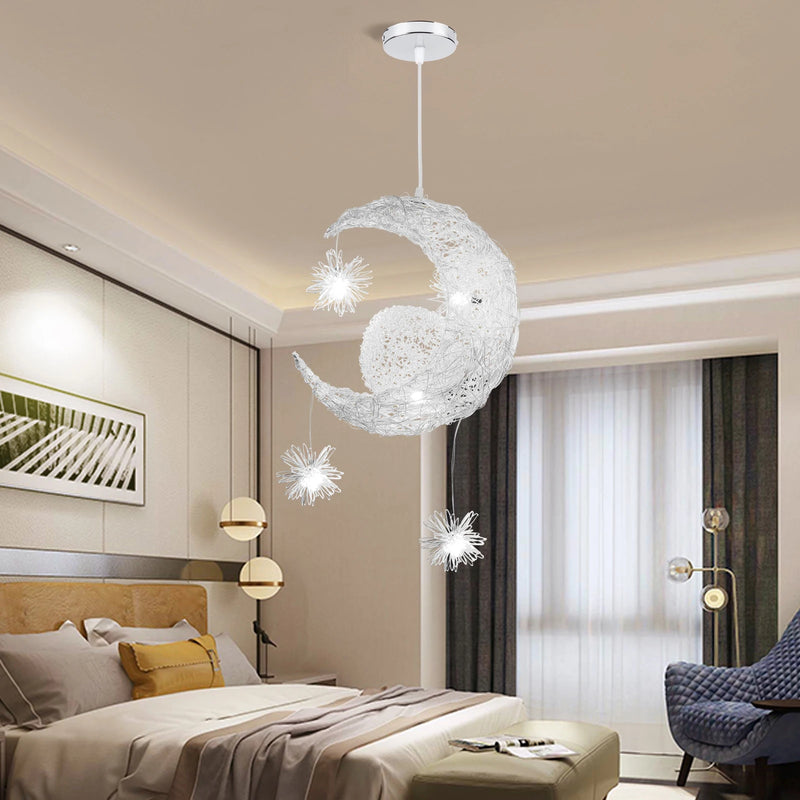 lampe suspendue créative en forme d'étoile et de lune led