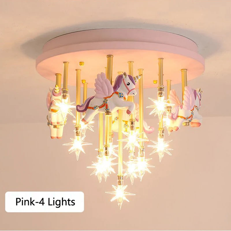 plafonnier résine cheval papier grue mignon led pour enfants