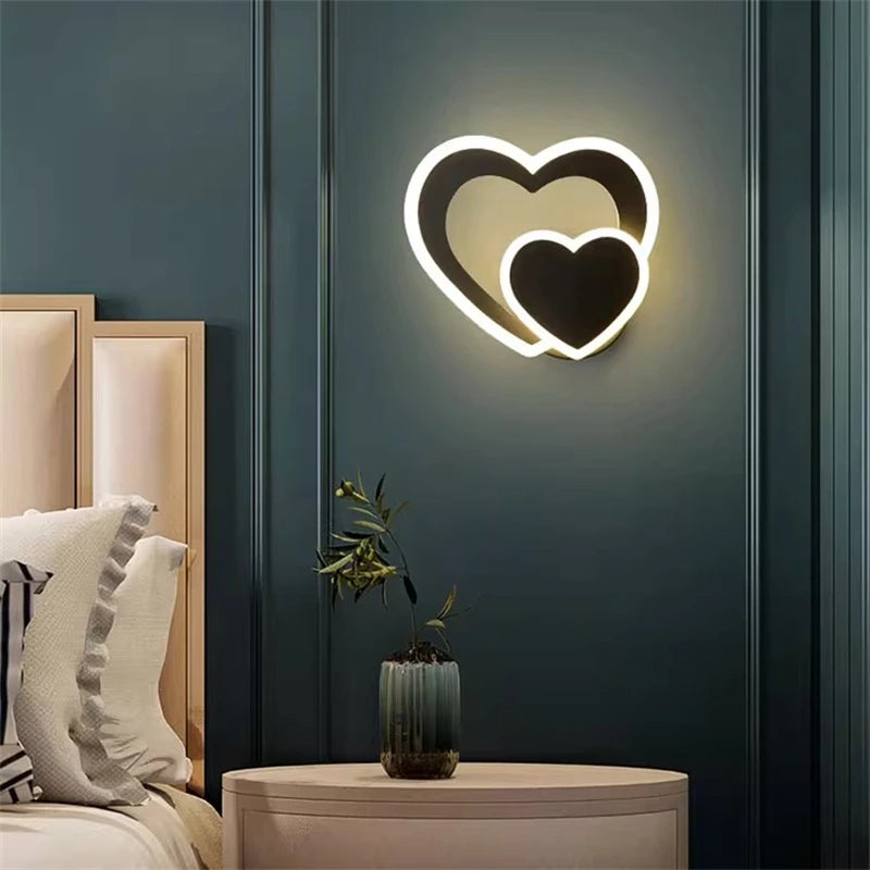 LED heart-shaped wall lamp, simple Nordic love wall lamp, creative bedroom, living room, corridor, background wall, bedside lamp