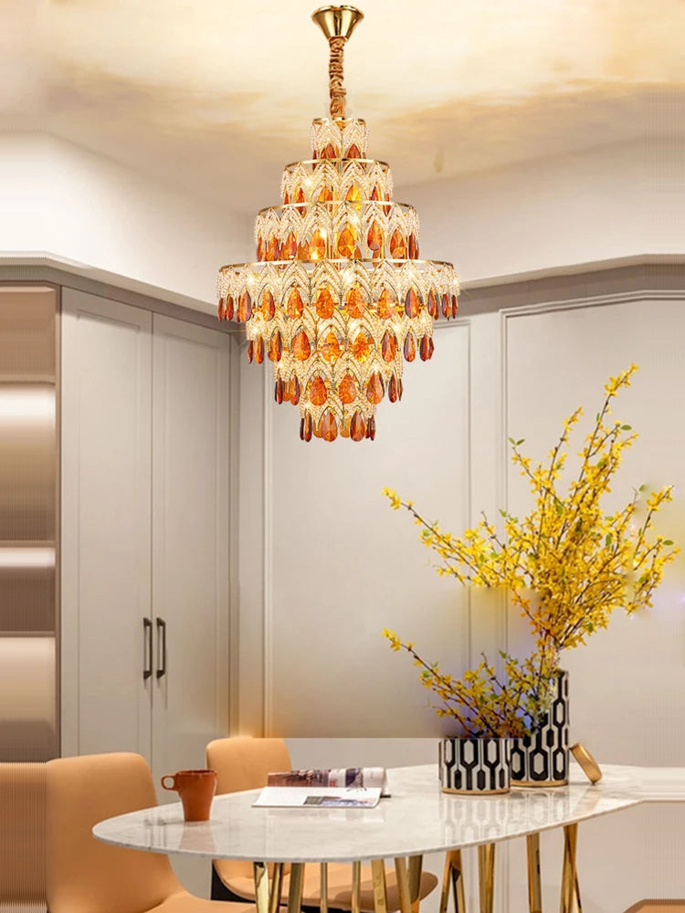 lustre dimmable en cristal design pour intérieur moderne