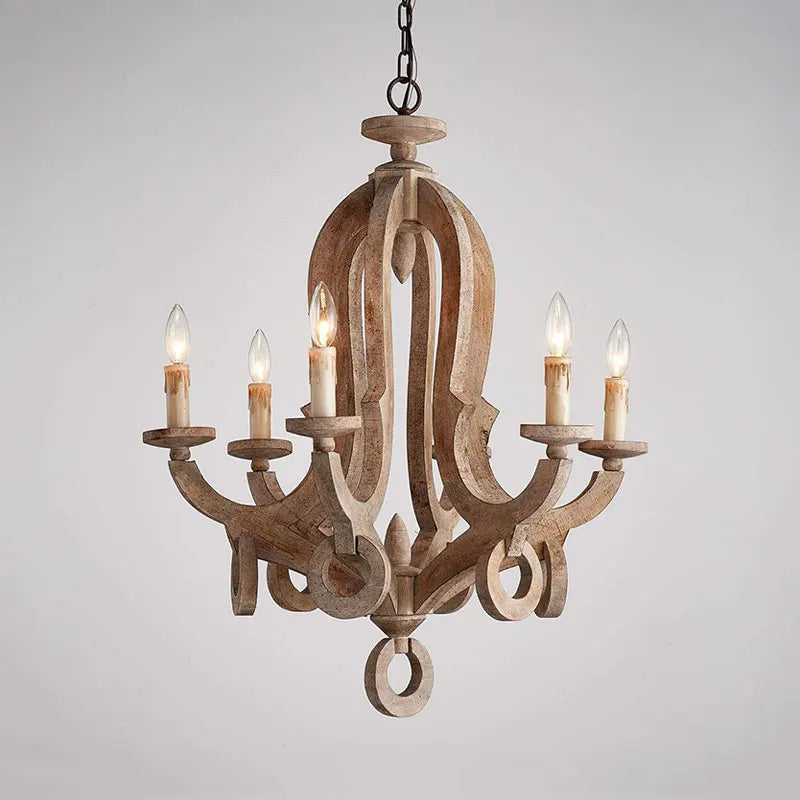 lustre vintage en bois massif style américain pour divers espaces