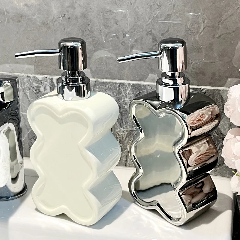 bouteille en céramique créative en forme de fleur pour gel et savon