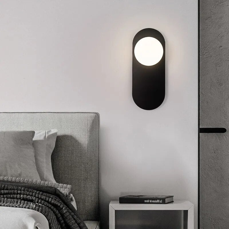 Applique murale LED moderne minimaliste en fer noir et doré