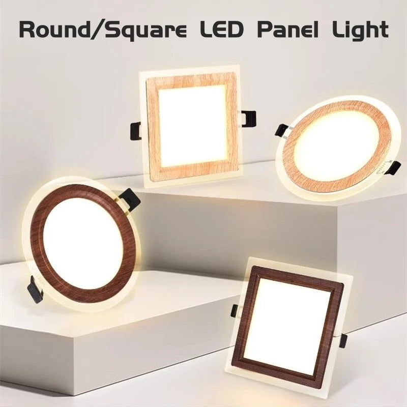 Plafonnier LED encastré Ultra-mince en Grain de bois