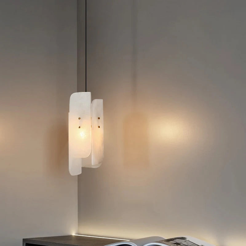 lampe suspendue en marbre avec fil de cuivre réglable style