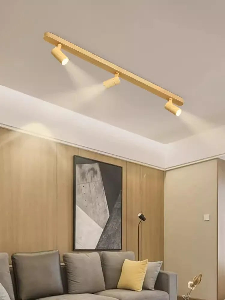 lustre led moderne design imitation bois pour intérieur