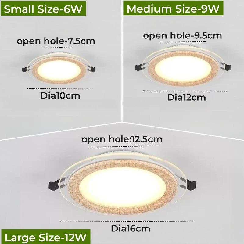 Plafonnier LED encastré Ultra-mince en Grain de bois