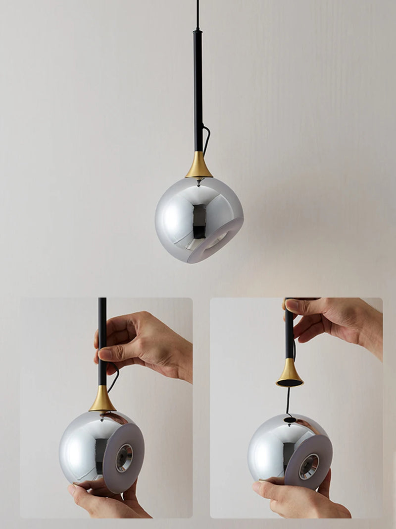 suspension led sphérique magnétique angle réglable nordique