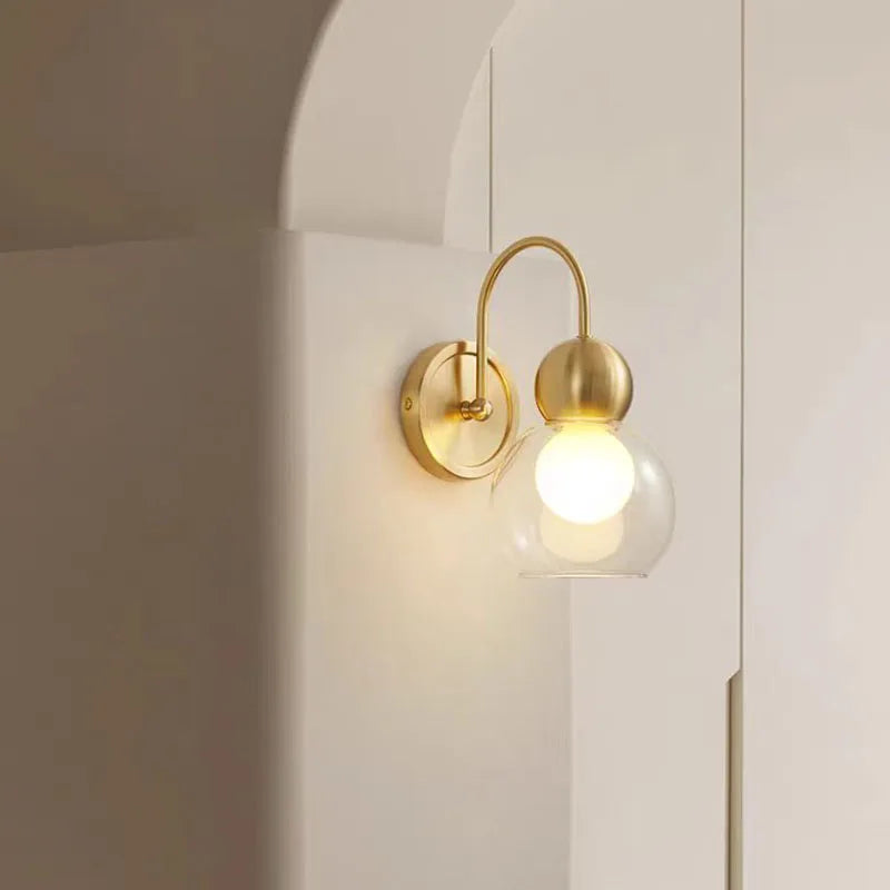 applique murale moderne en verre et cuivre pour luminaires