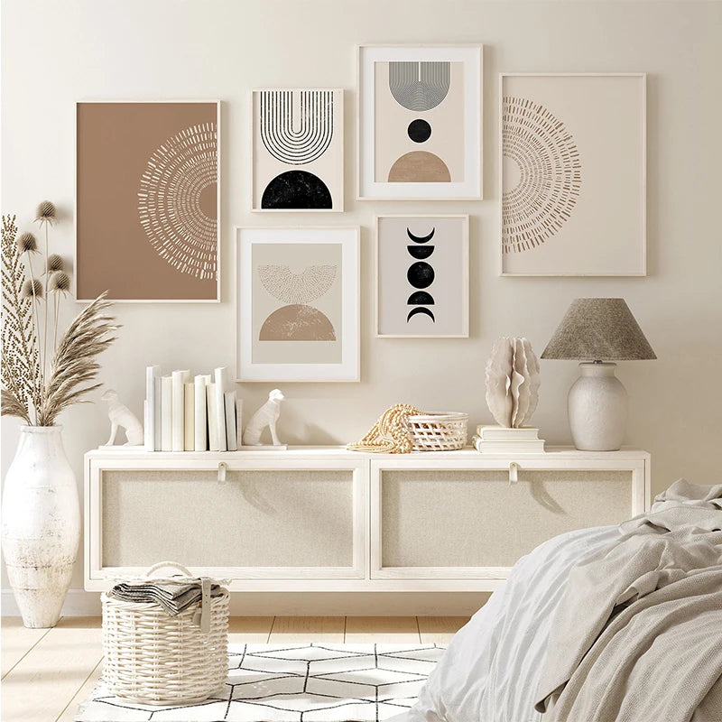 peinture abstraite moderne lignes géométriques pour décoration murale