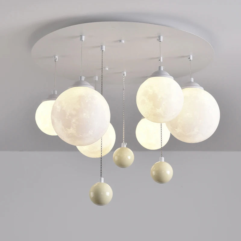 lustre design 3d led lune boule ronde suspension intérieur
