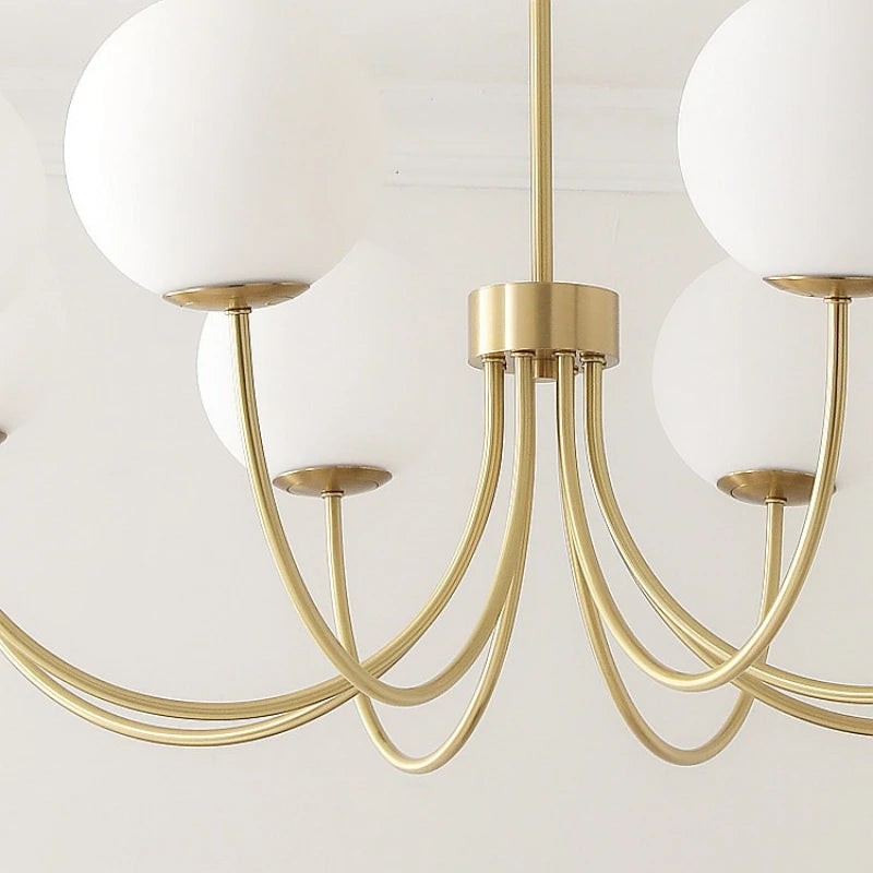 lustre moderne en verre avec luminaire suspendu et structure métallique