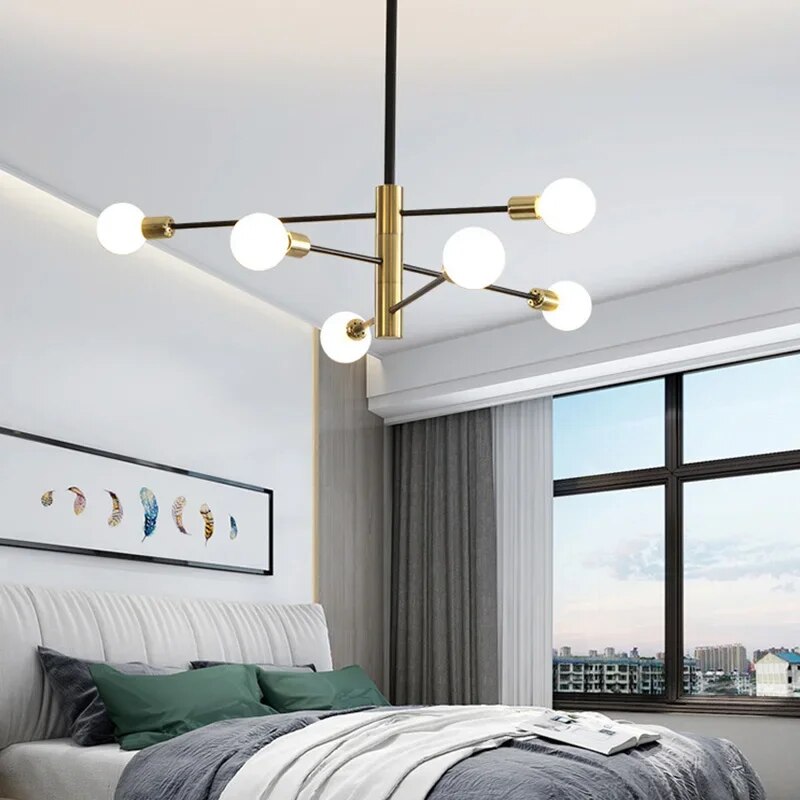 Plafonnier LED Spoutnik noir au design nordique moderne