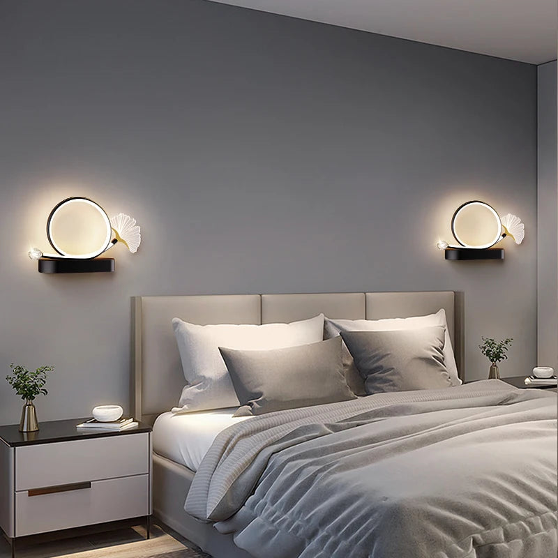 applique murale led tricolore protection yeux design feuille ginkgo