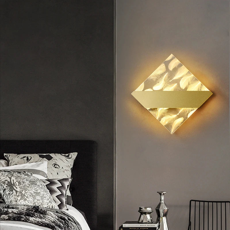 applique murale led de luxe en plumes minimaliste moderne
