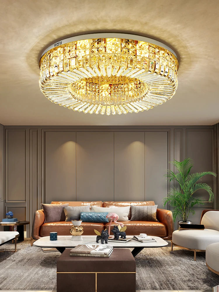 plafonnier led classique en cristal chromé pour intérieur moderne