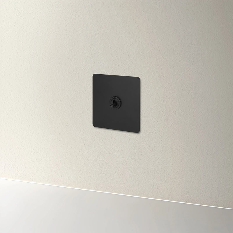 Interrupteur double 2 voies intermédiaire switch en acier noir mat bords arrondis