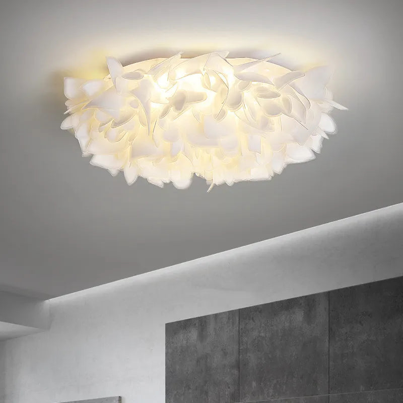 Plafonnier LED chic nordique fleurs blanches