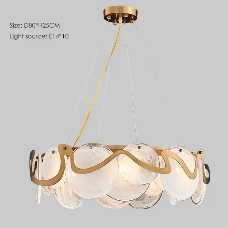 lustre post-moderne en verre simple pour salon luxueux