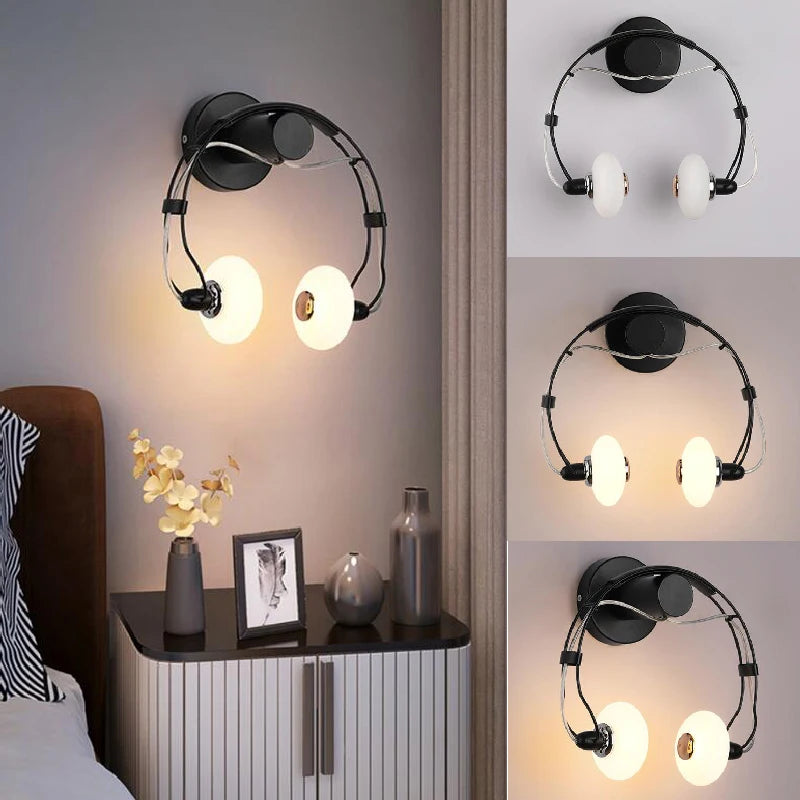 Applique murale LED créative en forme de casque audio