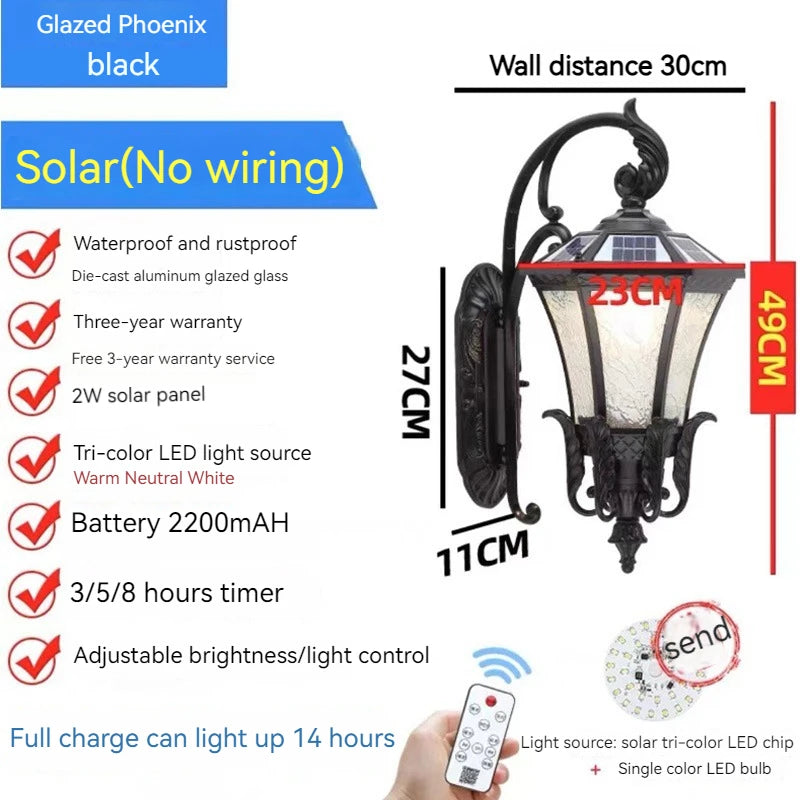 applique murale solaire étanche antirouille rétro europe pour jardin