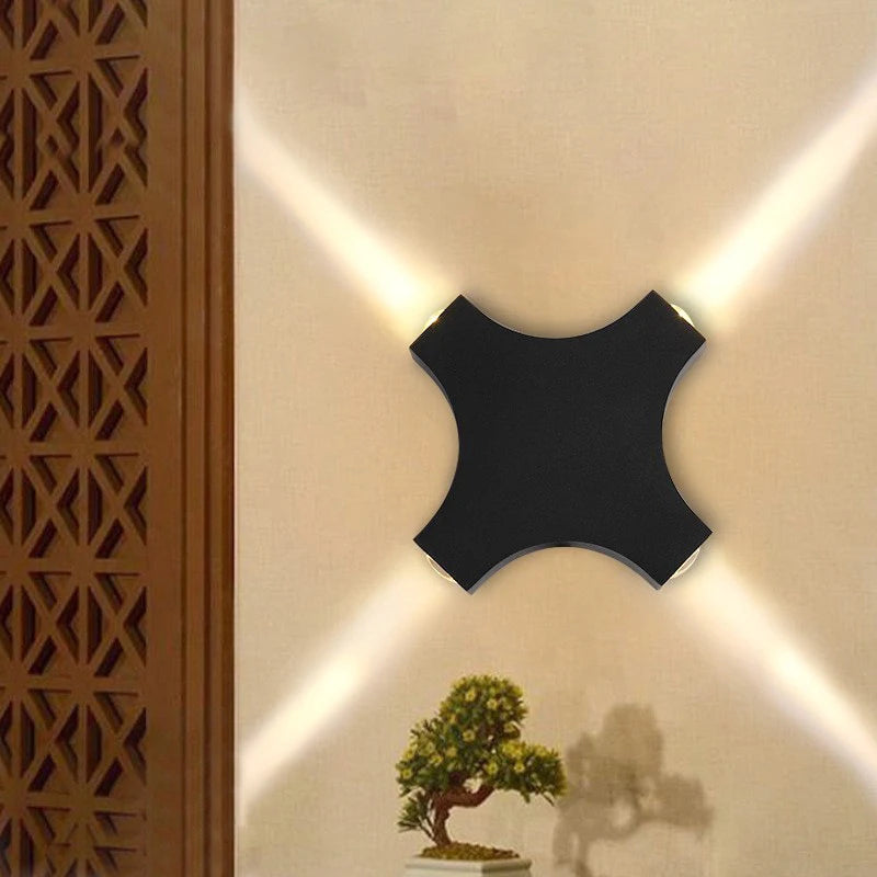 Moderne Simple 12W croix étoile lumière extérieure étanche applique murale LED décor porte d'entrée appliques jardin porche applique murale IP65