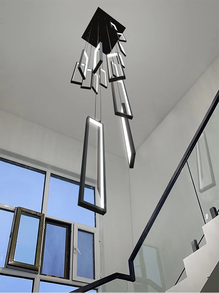 lustre long moderne nordique rectangulaire led pour villa duplex