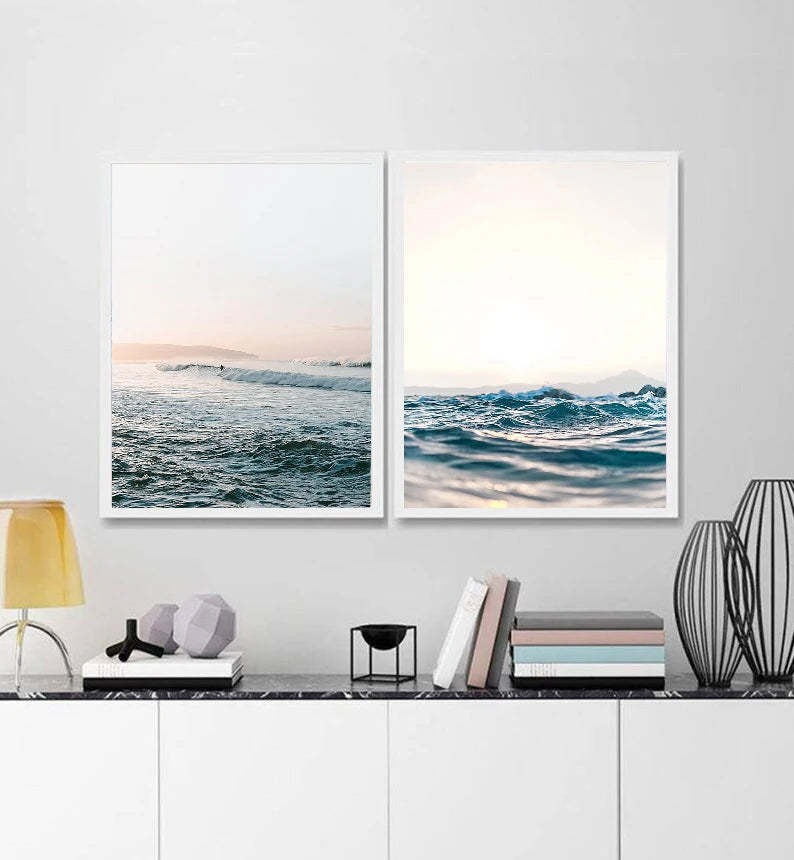 affiche photographique de vagues océan paysage marin décor mural