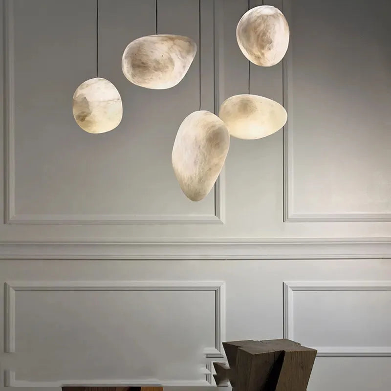 Suspension led en gypse flocon de neige avec texture marbre