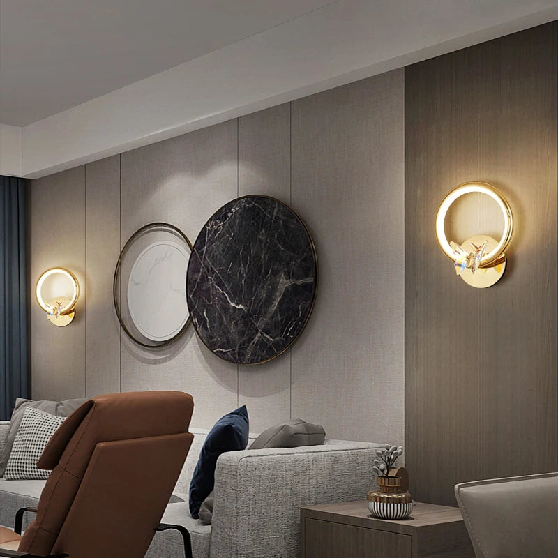 applique murale led papillon en cristal design moderne