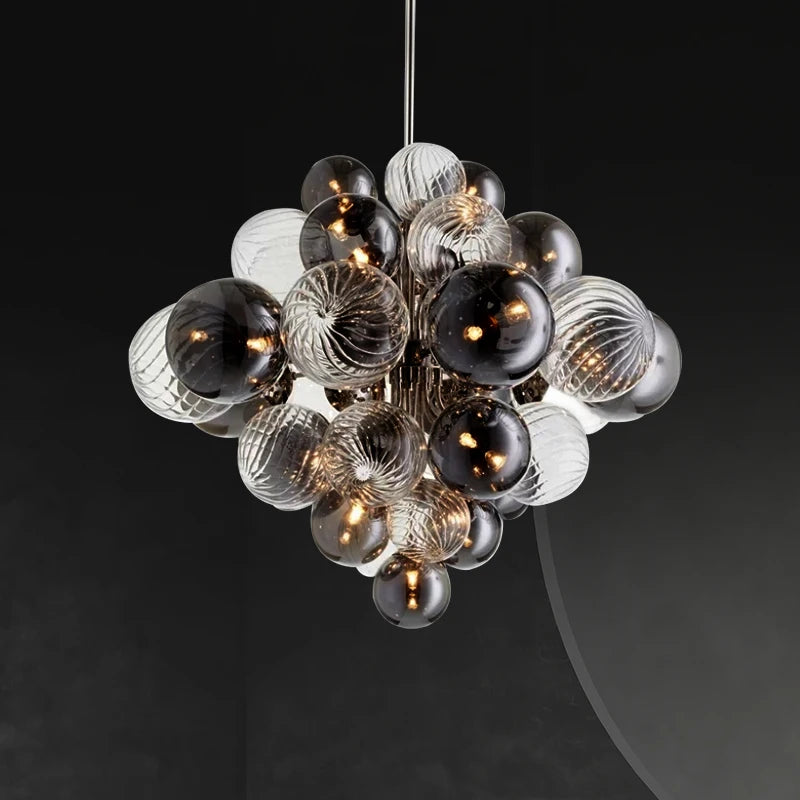 lustre nordique créatif en fer et bulles de verre luxueux
