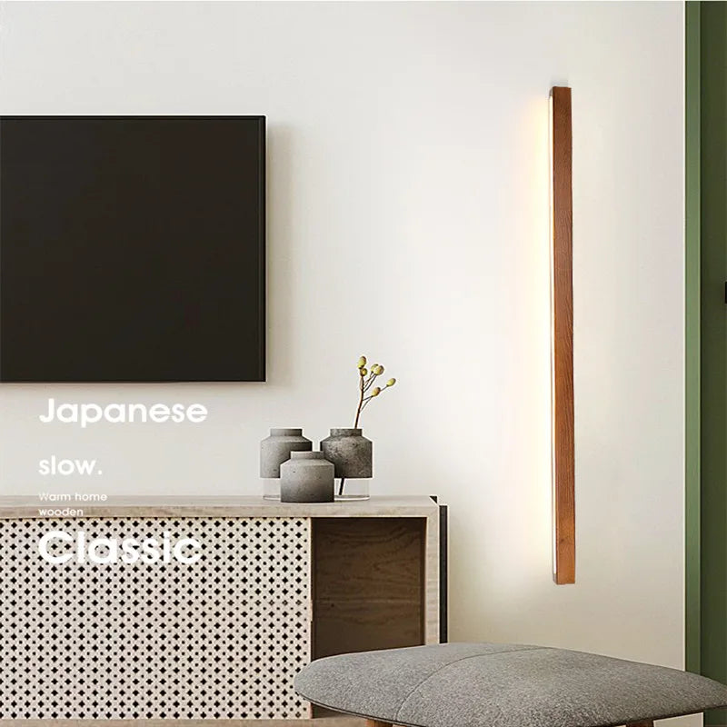 Applique murale LED double couleur en bois de noyer