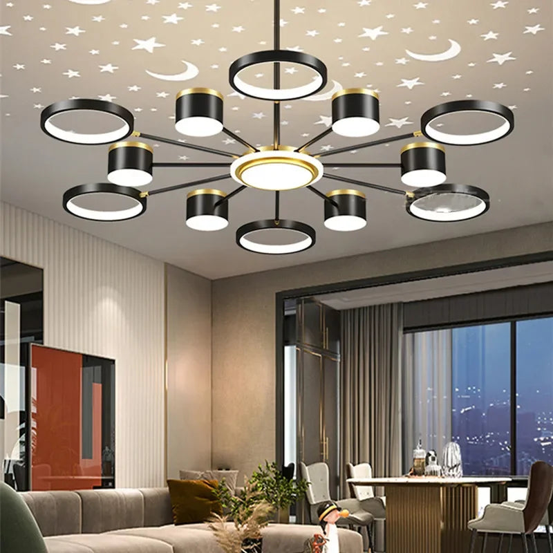 lustre romantique étoilé moderne 6 lumières créatif