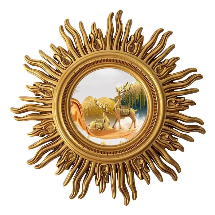 miroir décoratif mural sun apolo art designs or argent