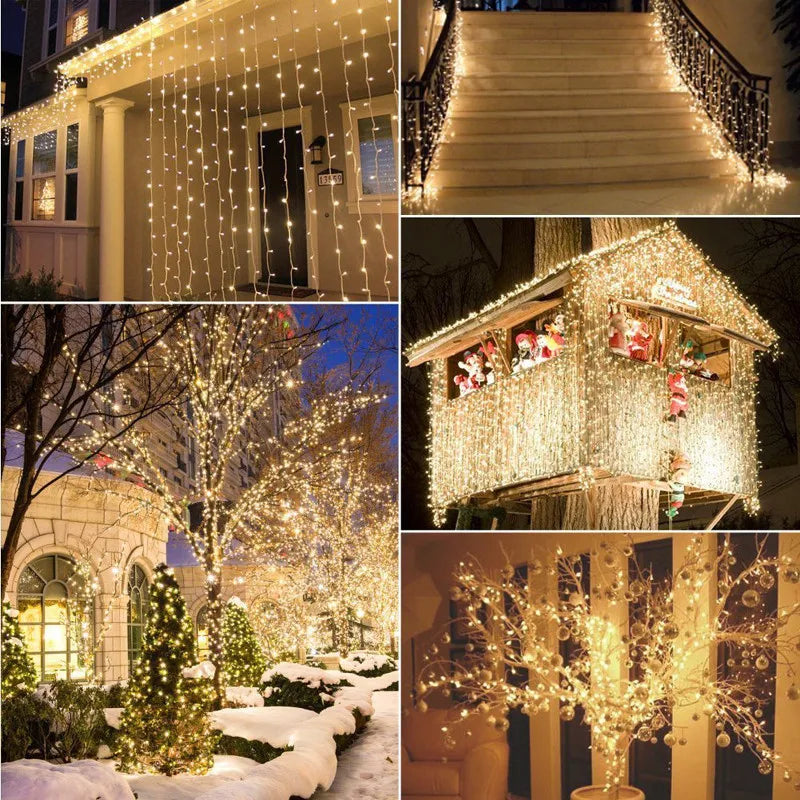 guirlande lumineuse extérieure 100 led étanche pour fêtes et décorations