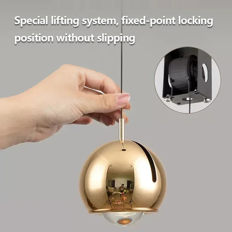 Suspension LED boule ronde moderne avec angle réglable