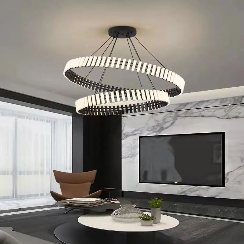 lustre à anneaux postmodernes duplex led design minimaliste intérieur