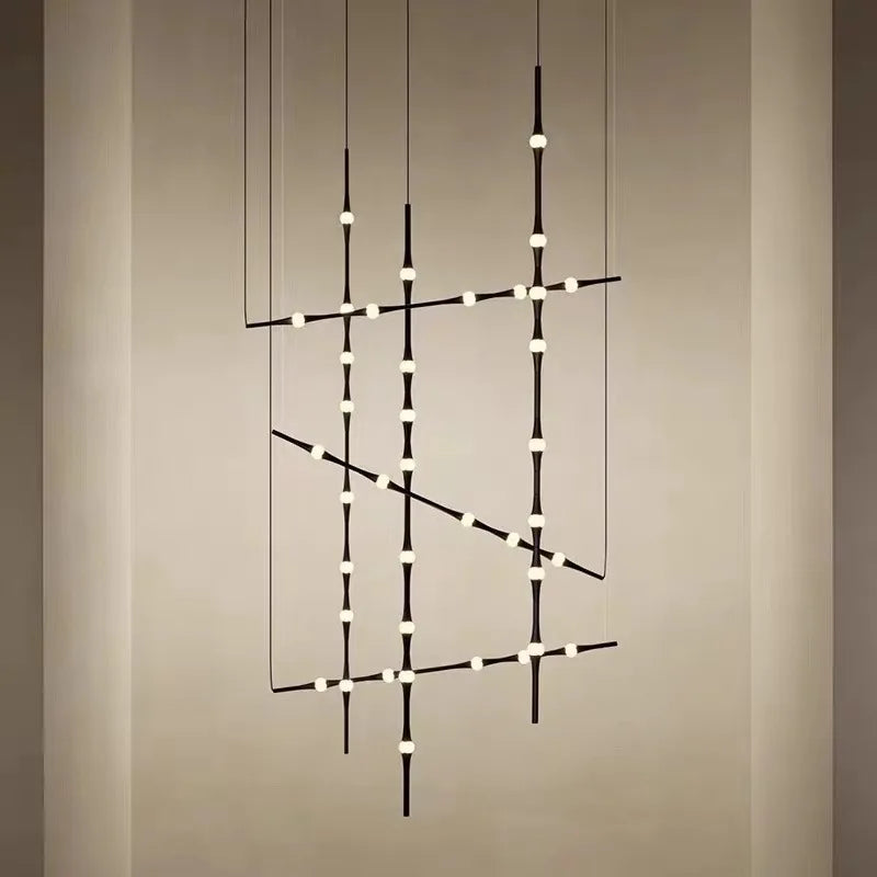 suspension nordique en acrylique design bambou pour décoration intérieure