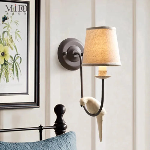 applique murale antique américaine française avec décoration d'oiseau