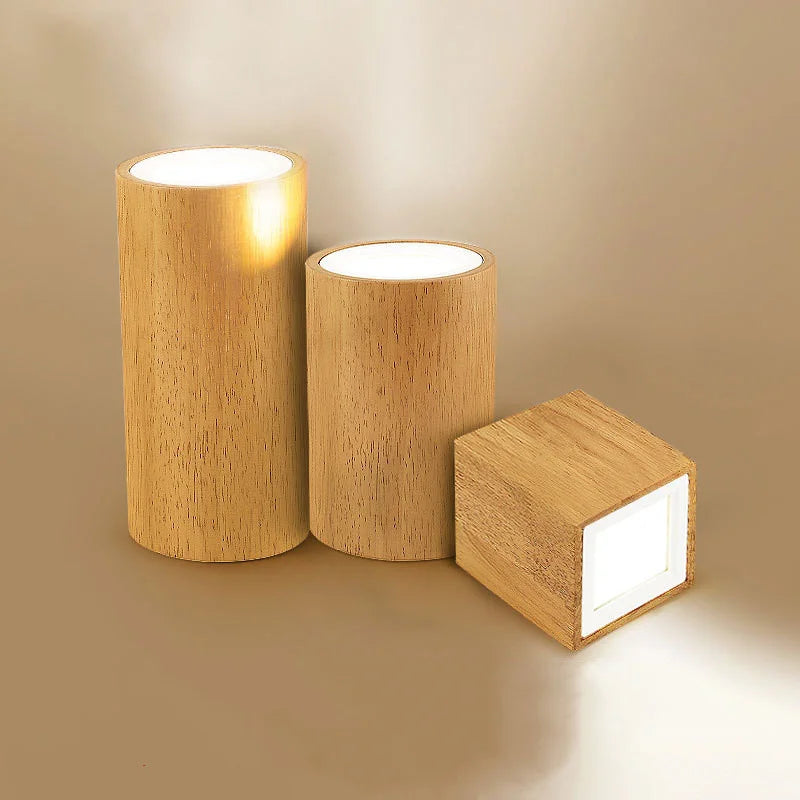 plafonnier led moderne carré en bois nordique downlight