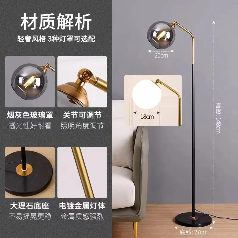 Lampe LED sur pied en verre au design nordique moderne