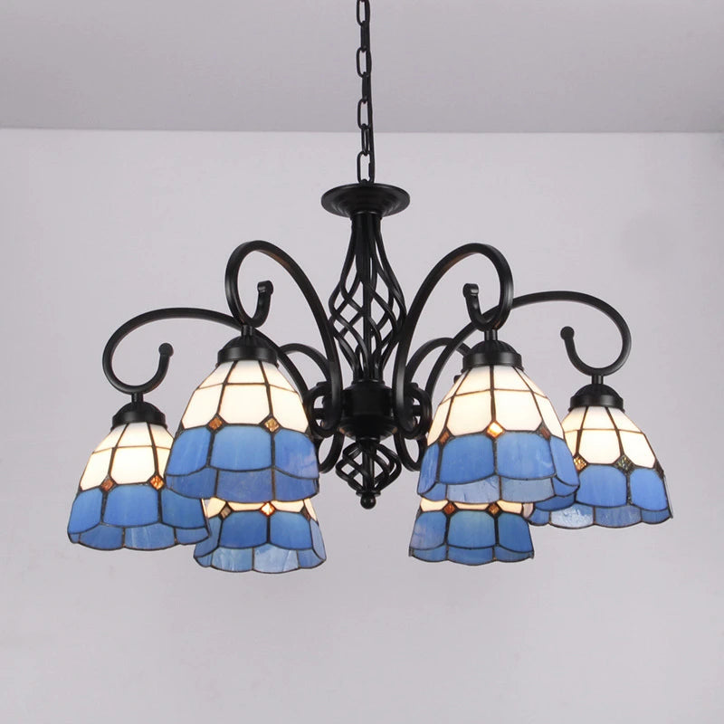 lustre tiffany méditerranéen en verre teinté pour décoration intérieure