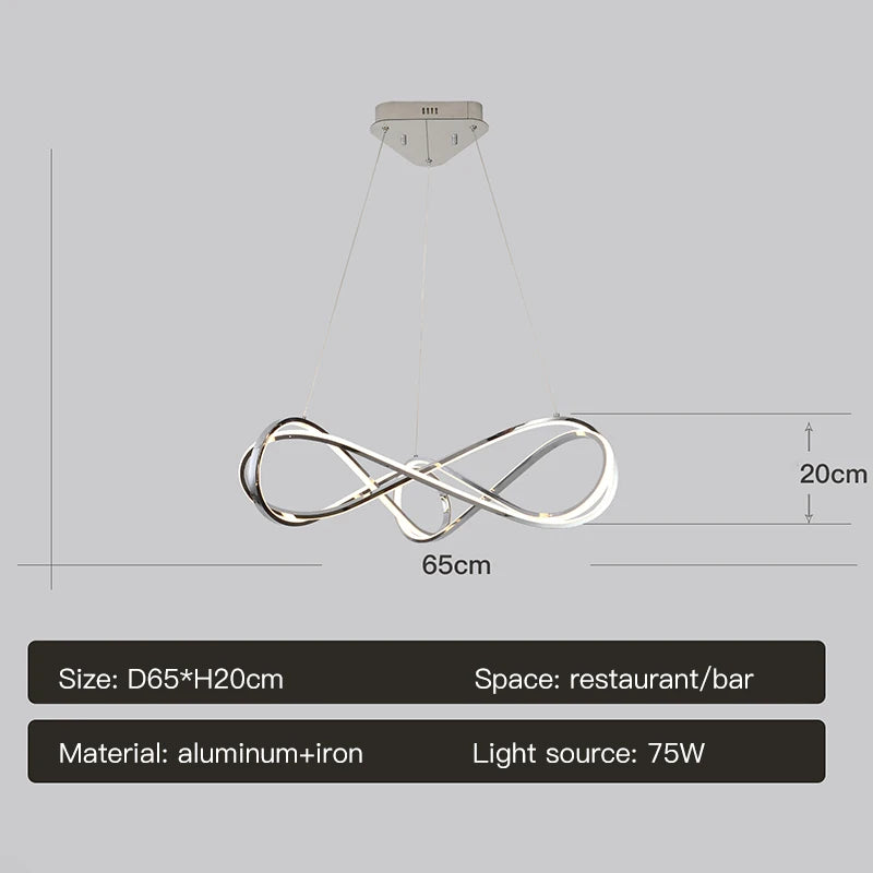 lustre led moderne avec télécommande design élégant et courbé
