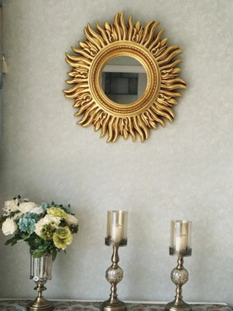 miroir décoratif mural sun apolo art designs or argent
