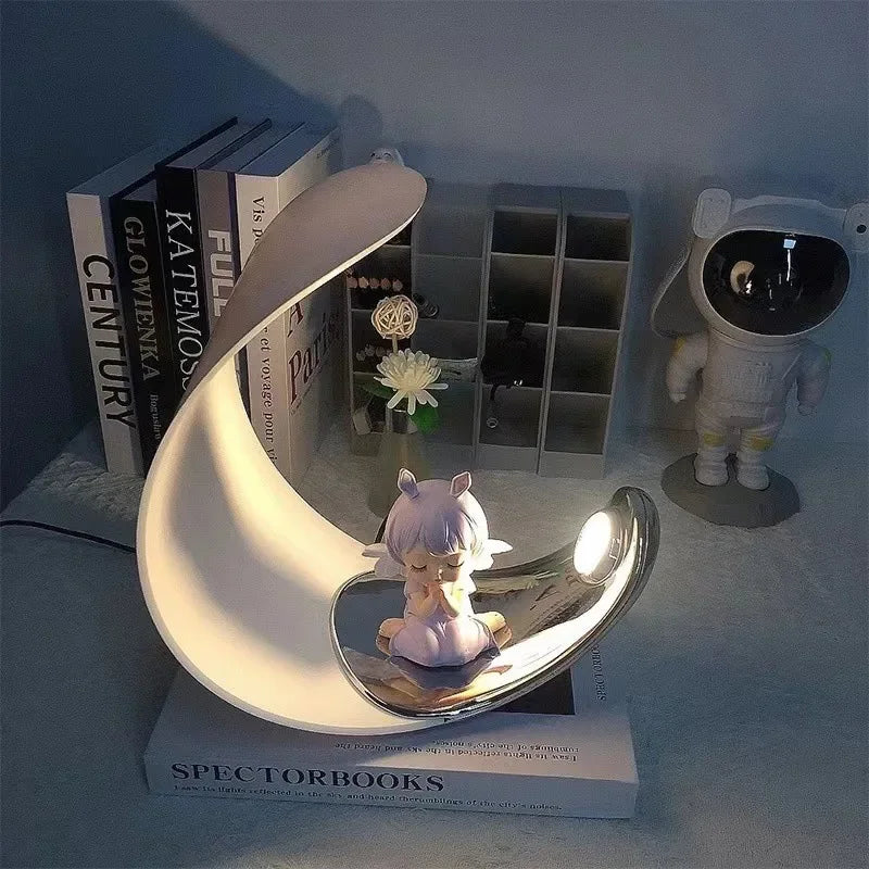 lampe de chevet nordique décorative led en forme de lune