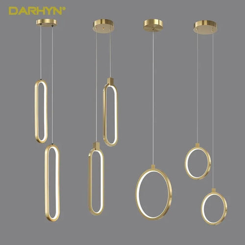 Moderne Minimaliste LED Suspension Lumière Lustre Pour Chambre Restaurant Salon Or Noir Suspension Décoration Lustre